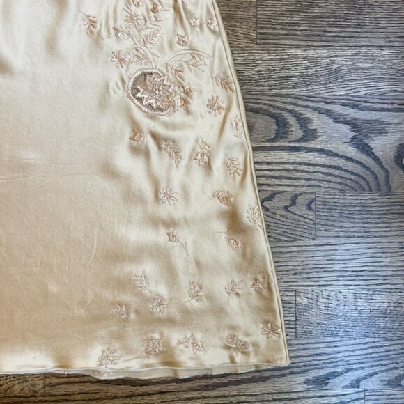 Alberta Ferretti Womens 90's Champagne 100% Silk Embroidered Skirt Size 44/M - Picture 13 of 16